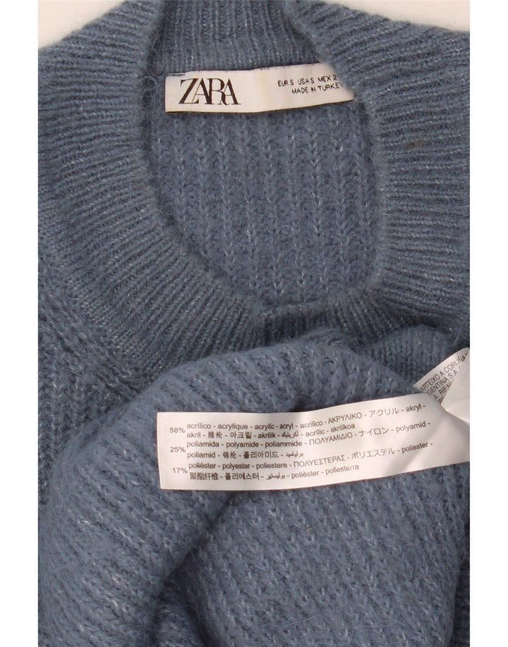 ZARA Maglione Girocollo Oversize da Donna UK 10 Piccolo Blu Navy
