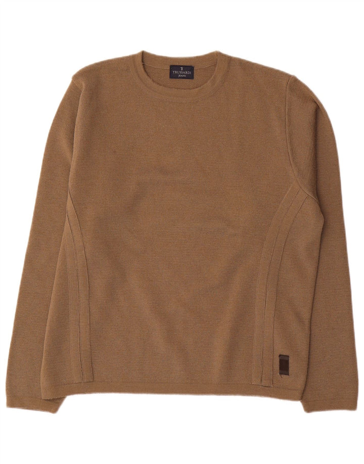 Maglione Uomo Girocollo Trussardi Jeans Lana Marrone Medio