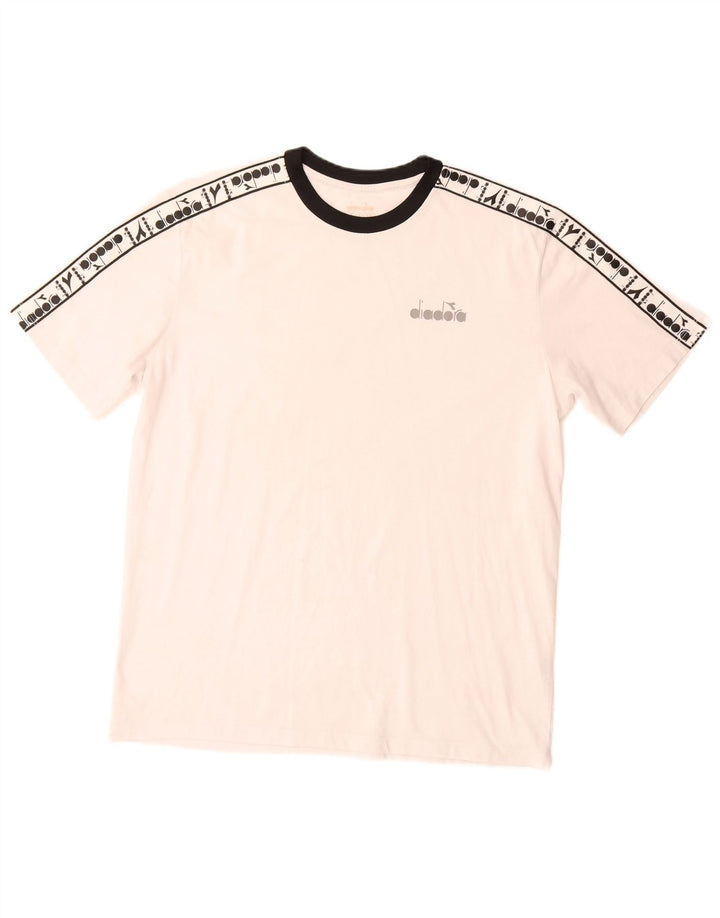 DIADORA T-shirt grafica da uomo Top Large in cotone bianco