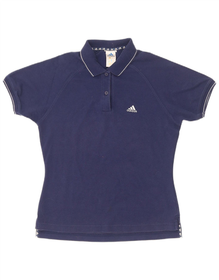 Polo Adidas da donna UK 12 media cotone blu navy
