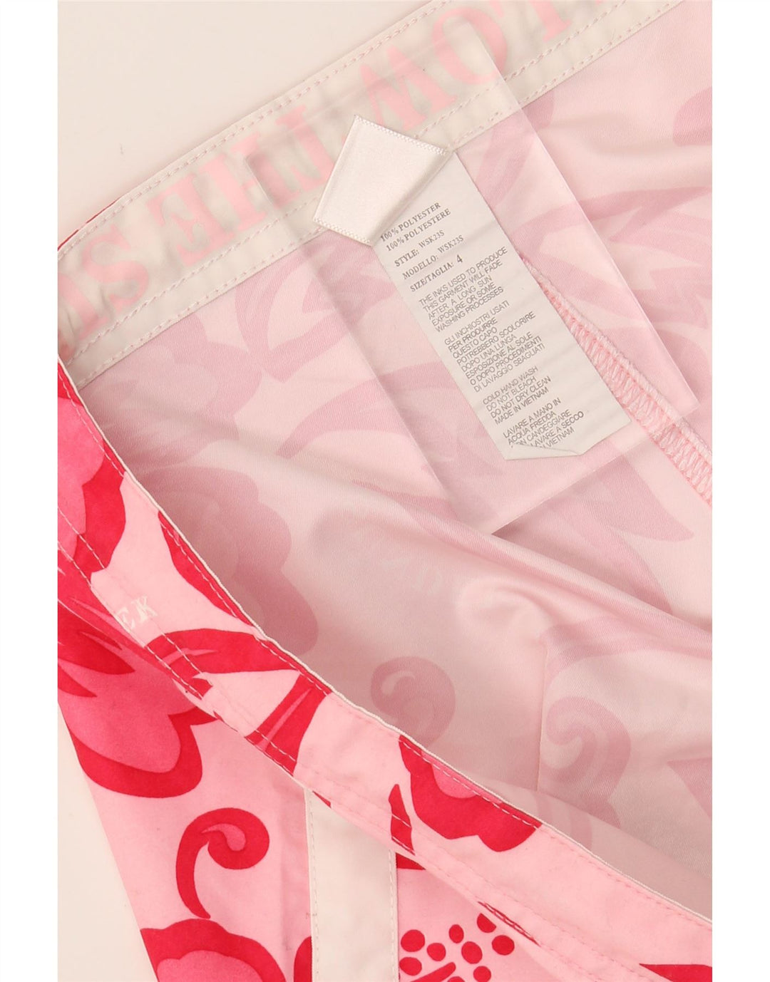 SUNDEK Womens Graphic Swimming Shorts US 4 Small  Pink Floral Polyester Vintage Sundek and Second-Hand Sundek from Messina Hembry 