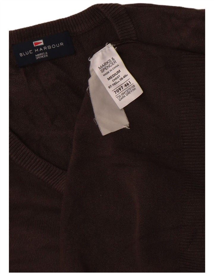 Maglione da uomo con scollo a V blu Harbour Marks & Spencer marrone medio