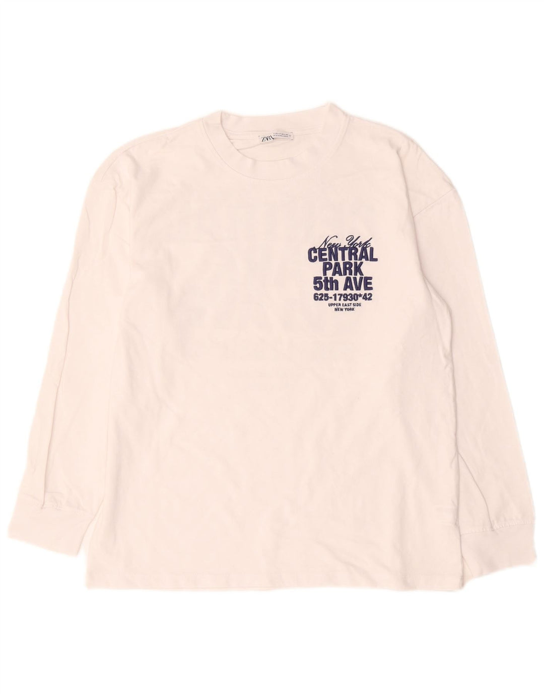 Top Zara da donna con grafica oversize a maniche lunghe UK 10 piccolo bianco floreale