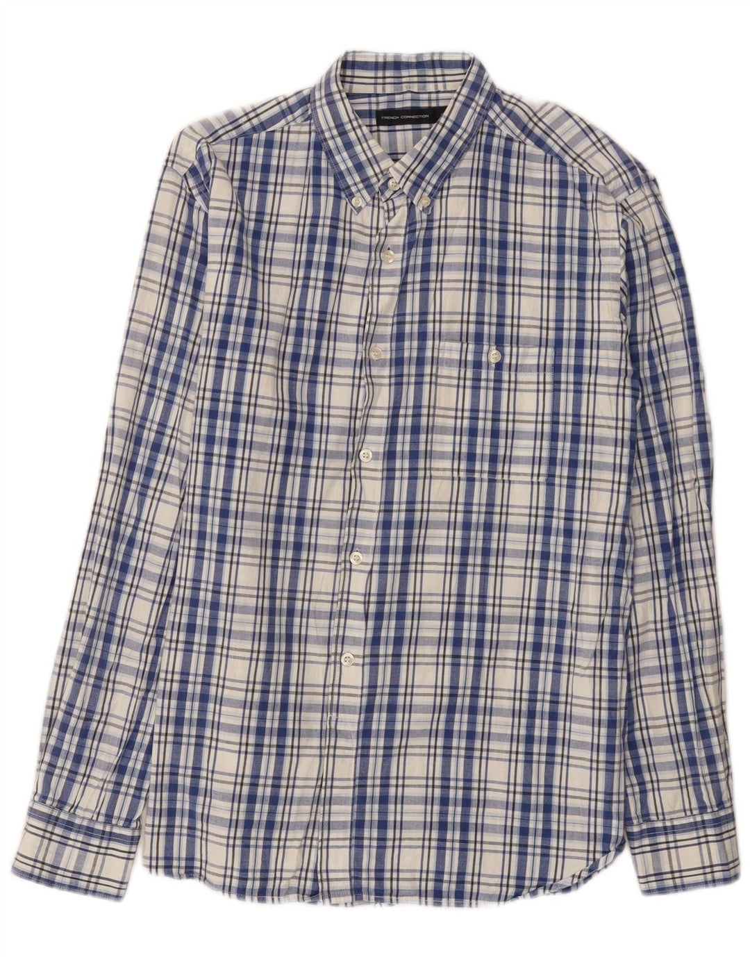 Camicia da uomo French Connection Grande cotone a quadri blu navy