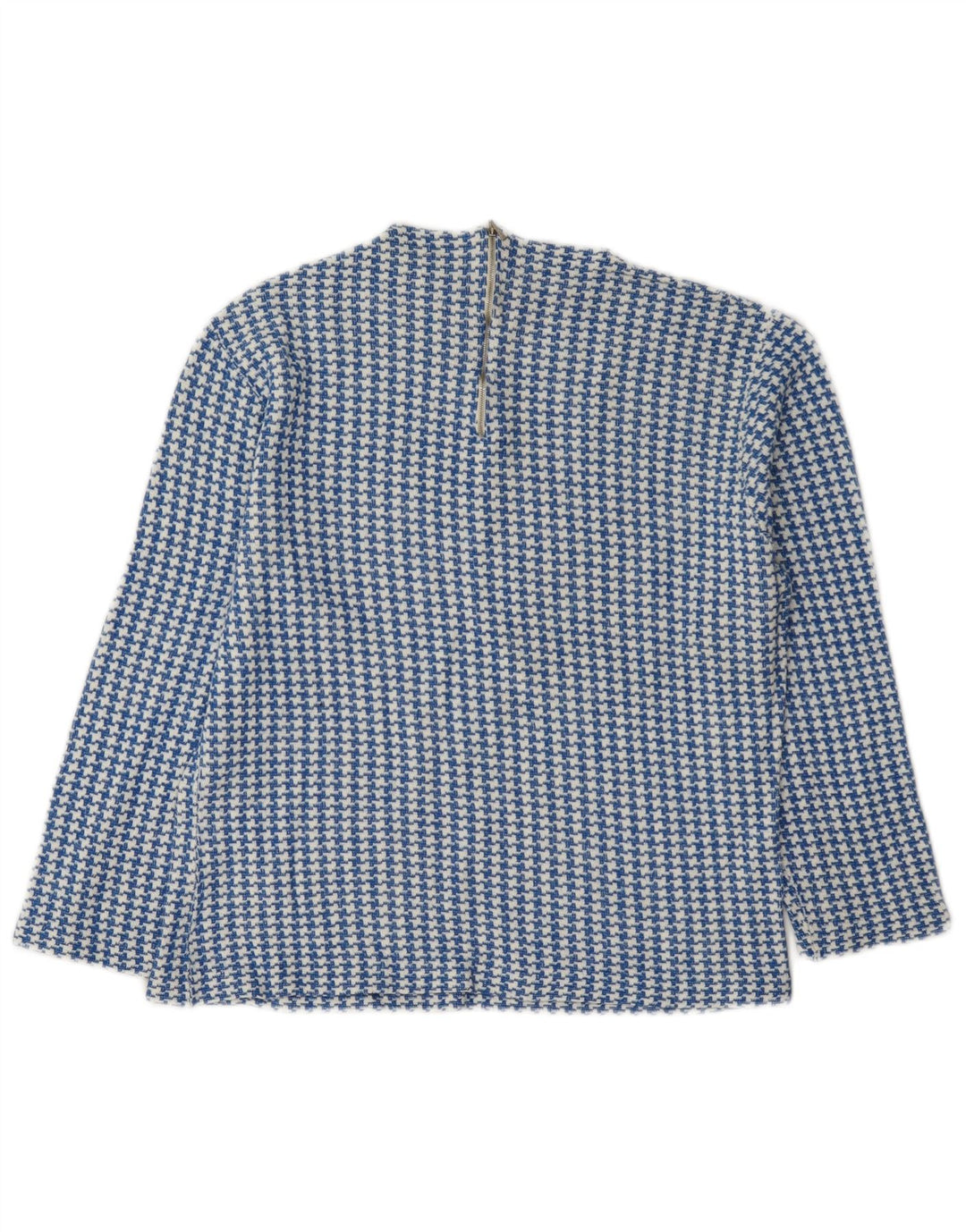 Camicetta vintage da donna con maniche a 3/4 IT 46 grande pied de poule blu