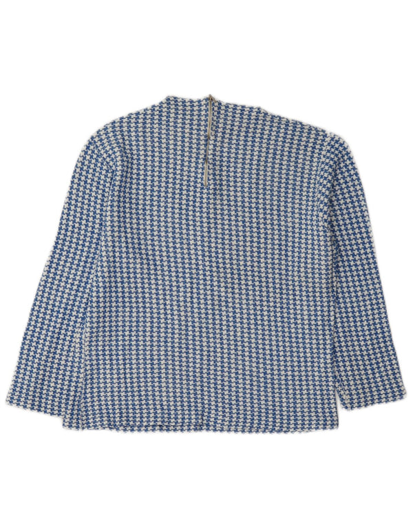 Camicetta vintage da donna con maniche a 3/4 IT 46 grande pied de poule blu
