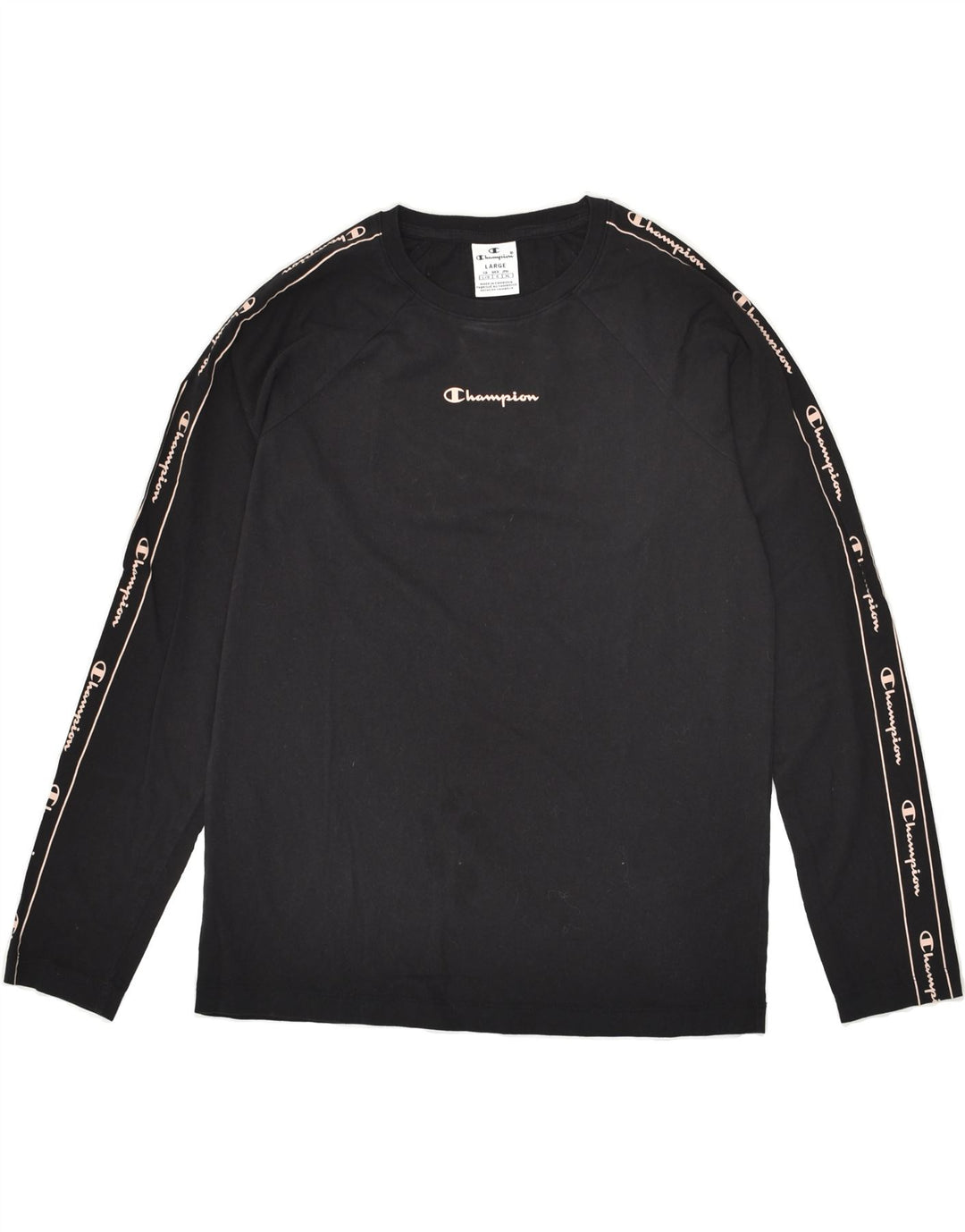 CHAMPION Womens Graphic Top Long Sleeve UK 14 Large Black Vintage Champion and Second-Hand Champion from Messina Hembry 
