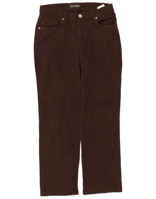 Pantaloni casual da donna LEE a vita media con vestibilità rilassata US 8 Medium W30 L28 Marrone