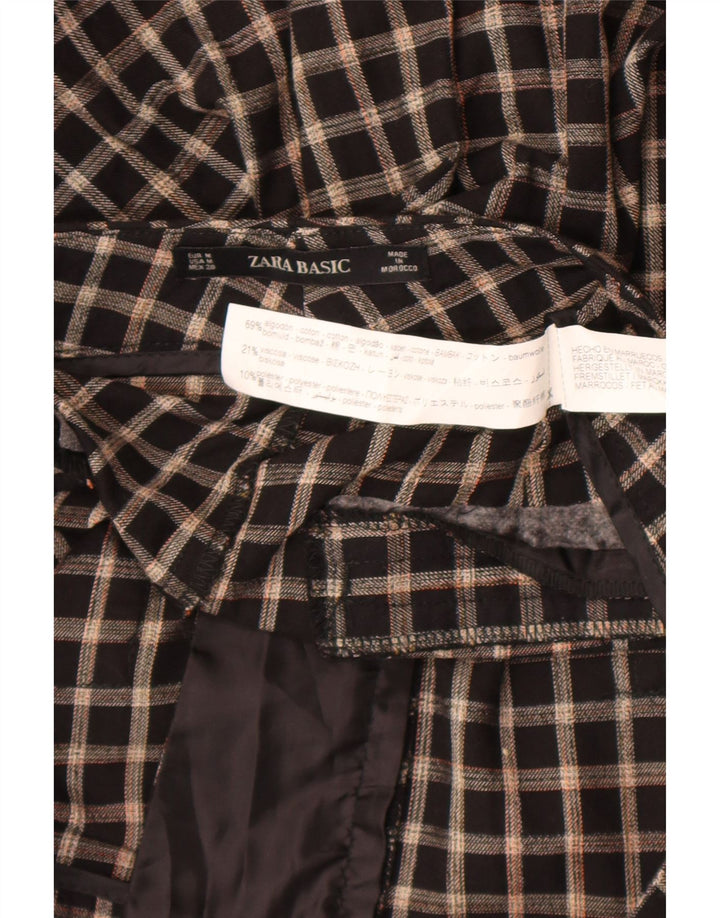 Pantaloni cropped Zara da donna medi W28 L23 cotone a quadri neri