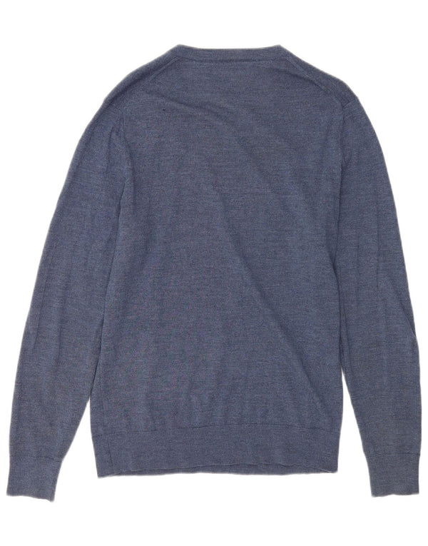 Maglione maglione con scollo a V da uomo Tommy Hilfiger blu medio in lana merino