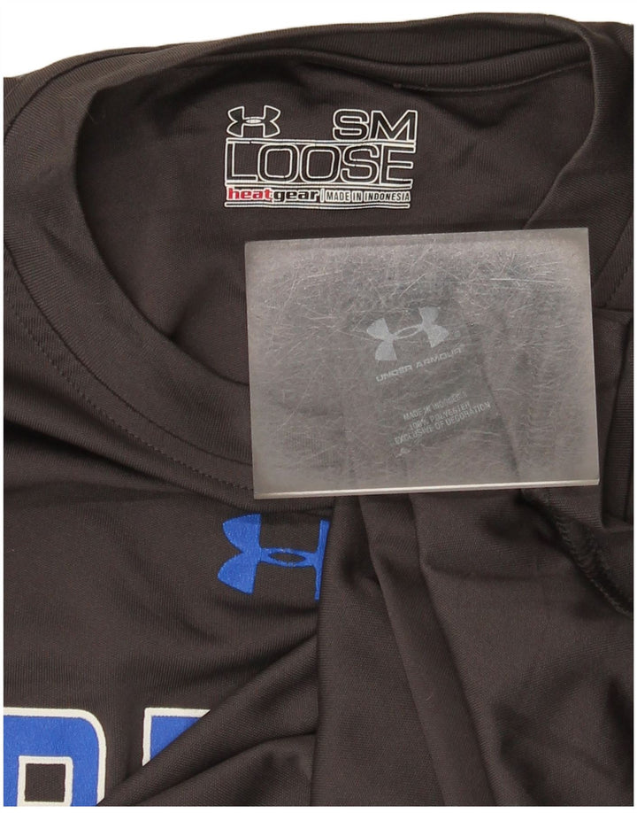 T-shirt grafica da uomo Under Armour Heat Gear Top piccolo in poliestere grigio