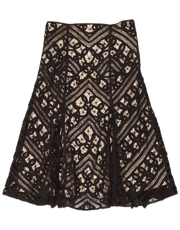 Gonna a trapezio da donna Coast UK 10 piccola W26 cotone geometrico nero