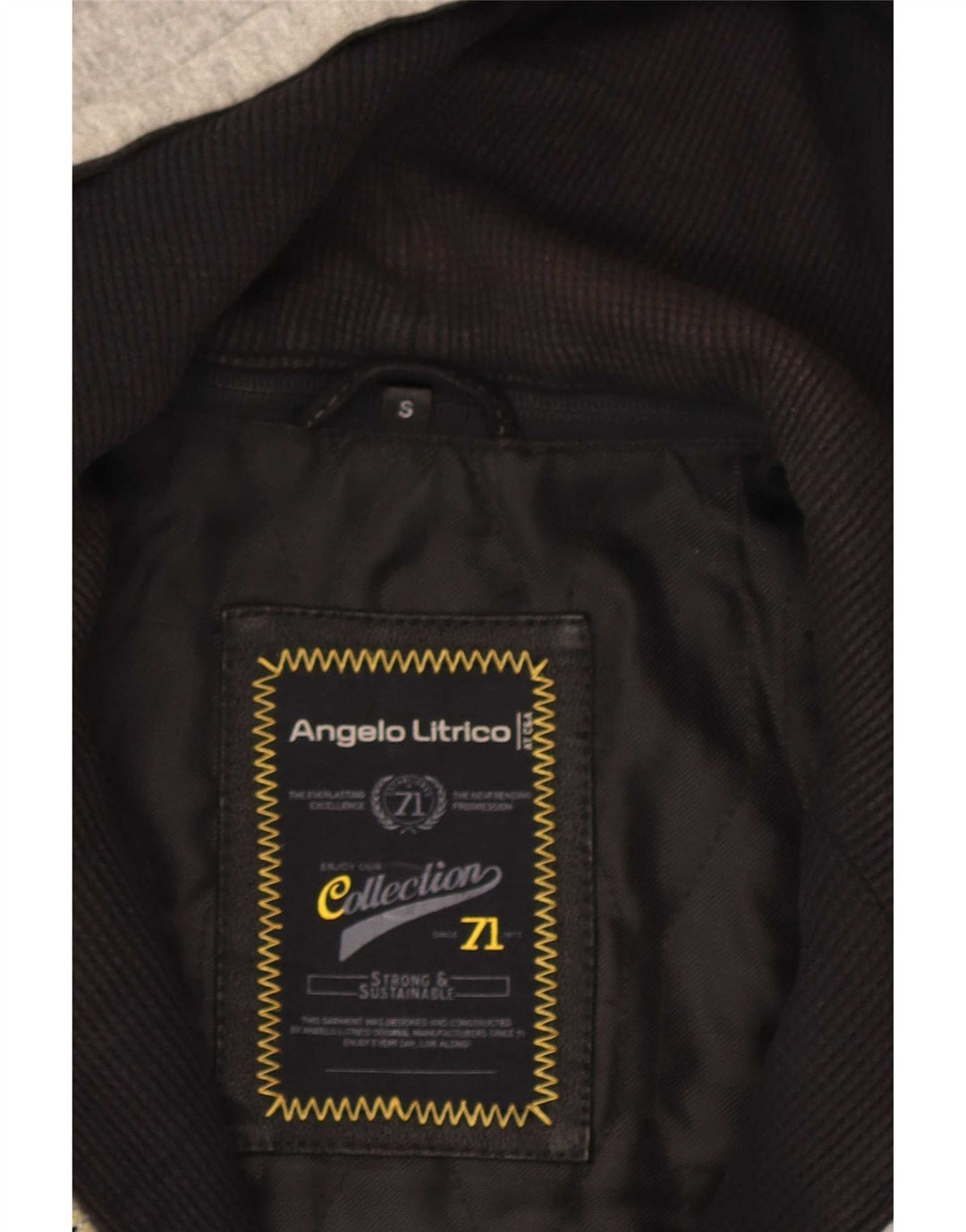 Giacca in pelle con cappuccio da uomo Angelo Litrico UK 36 Small Black Colourblock
