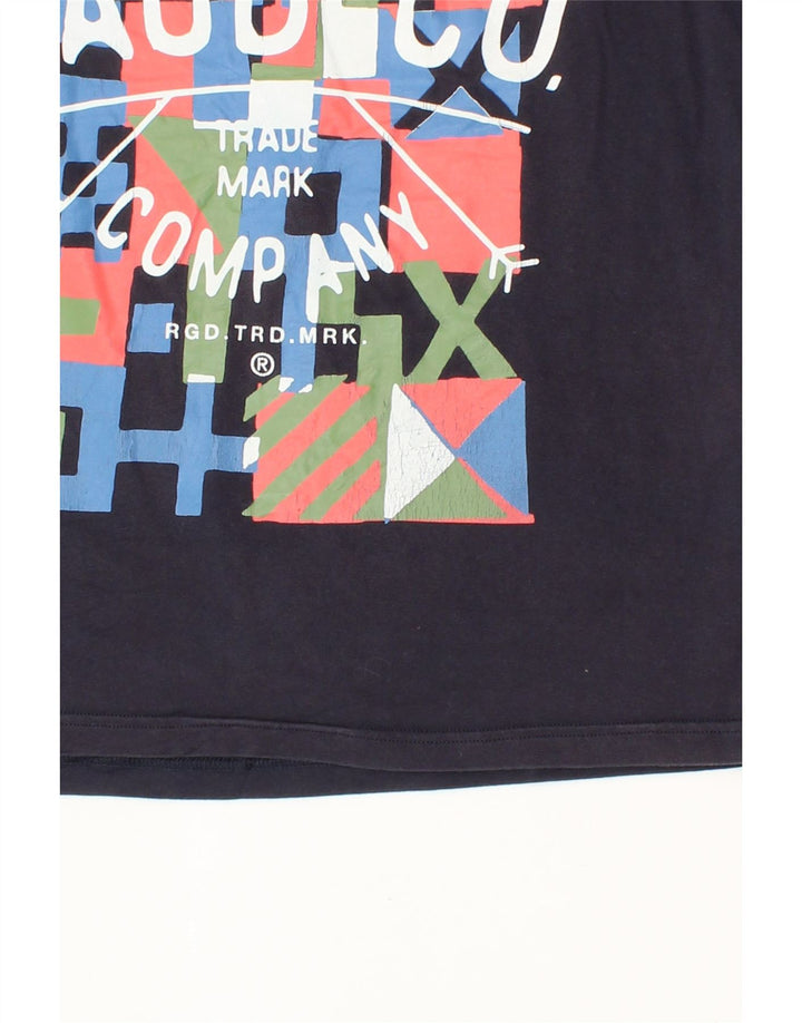GAUDI Mens Slim Fit Graphic T-Shirt Top Medium Navy Blue Cotton Vintage Gaudi and Second-Hand Gaudi from Messina Hembry 