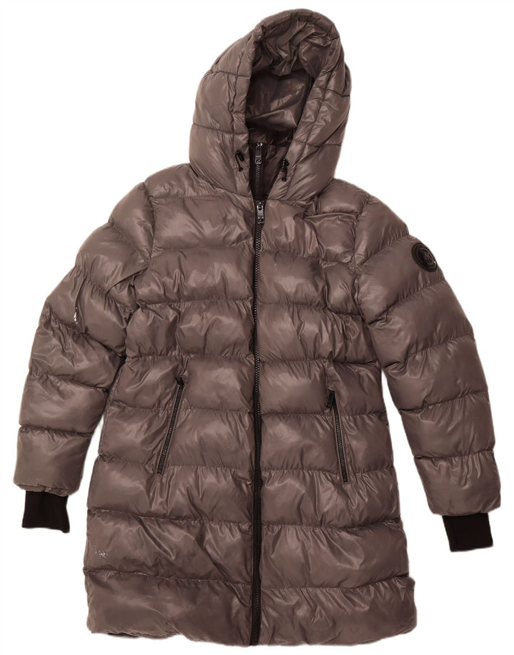 MICHAEL KORS Womens Oversized Hooded Padded Coat UK 16 Large Grey Nylon