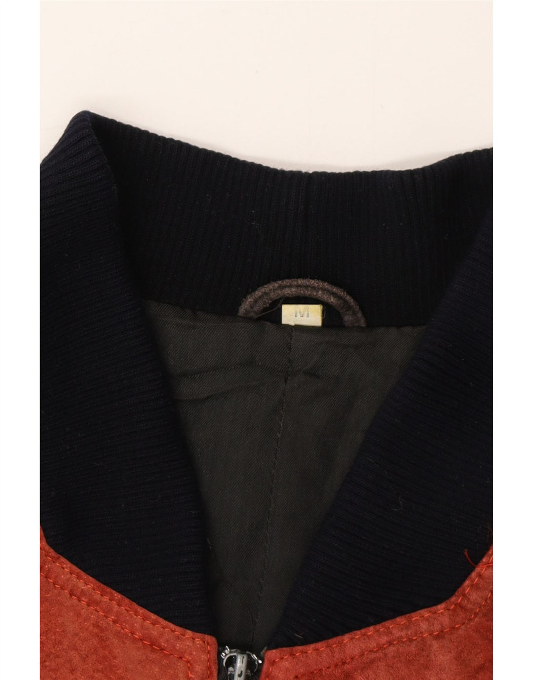 Giubbotto bomber in pelle scamosciata dal taglio ampio da uomo VINTAGE UK 38 Blocco colore rosso medio