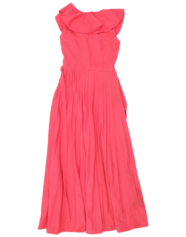 Abito lungo senza maniche vintage da donna UK 12 rosa medio