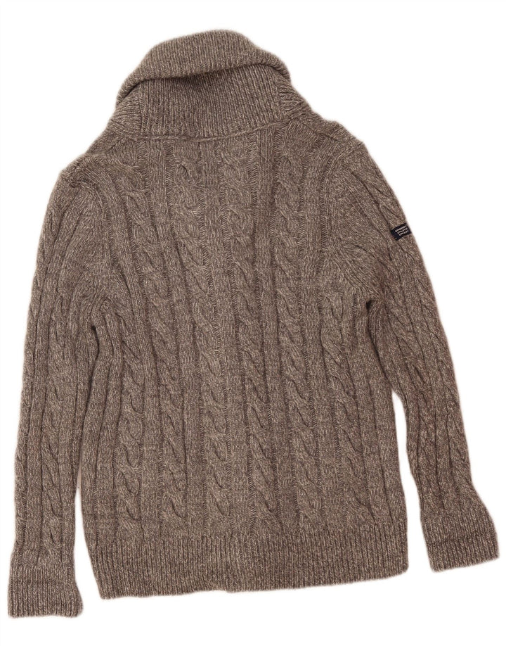 Maglione cardigan da uomo Superdry Acrilico screziato grigio medio