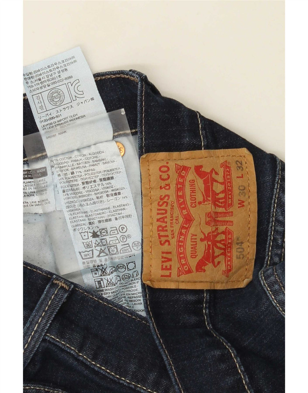 Jeans dritti Levi's 504 da donna W30 L32 in cotone blu navy