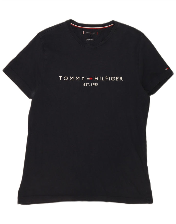T-shirt grafica da uomo Tommy Hilfiger Top in cotone blu navy medio