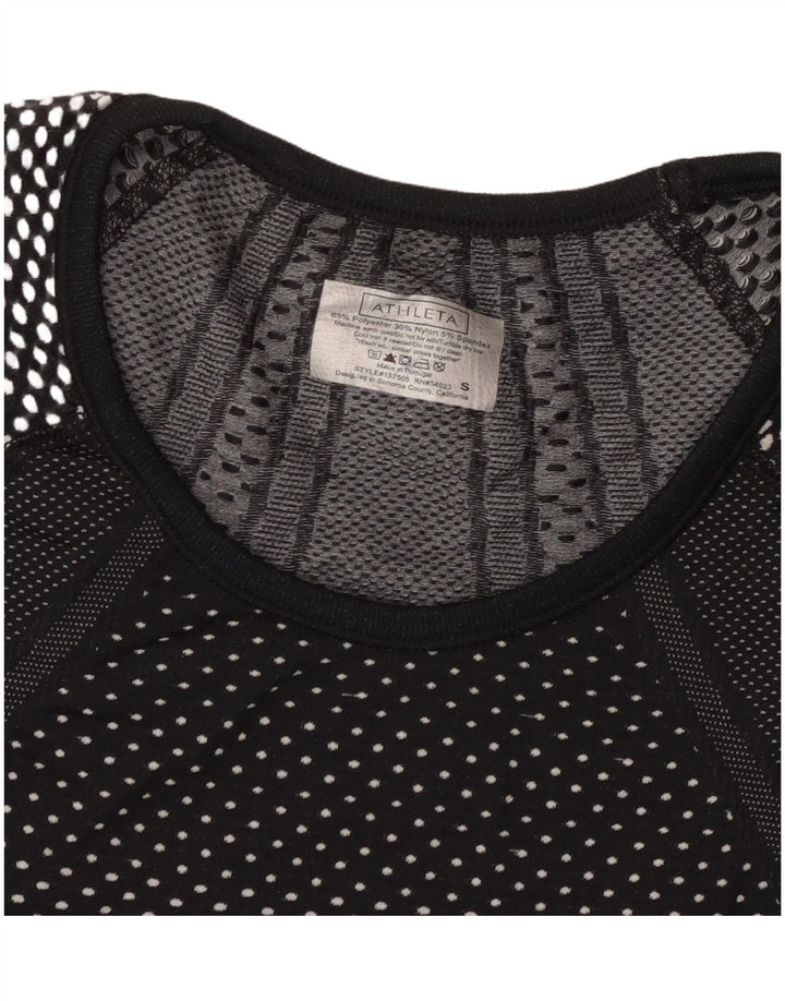 T-shirt da donna ATHLETA Top UK 8 Small poliestere maculato nero