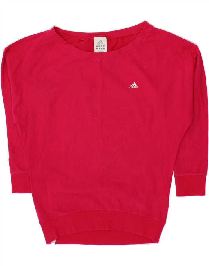 ADIDAS Womens Sweatshirt Jumper UK 14 Medium Pink Cotton Vintage Adidas and Second-Hand Adidas from Messina Hembry 