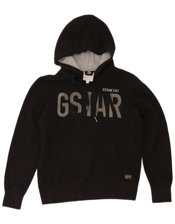 Felpa con cappuccio grafica da uomo G-Star, poliestere nero medio