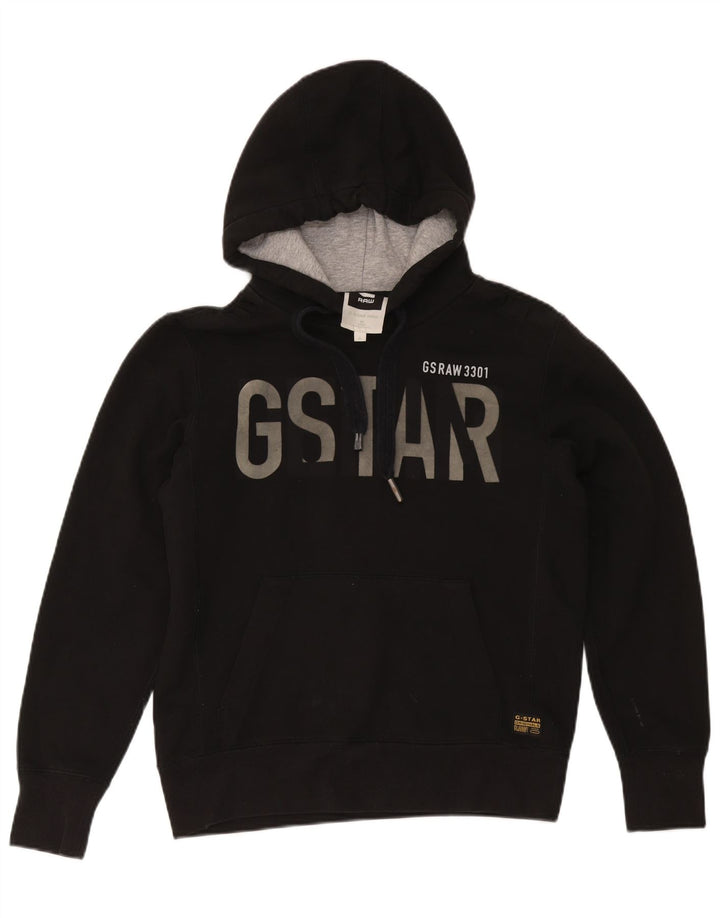 Felpa con cappuccio grafica da uomo G-Star, poliestere nero medio