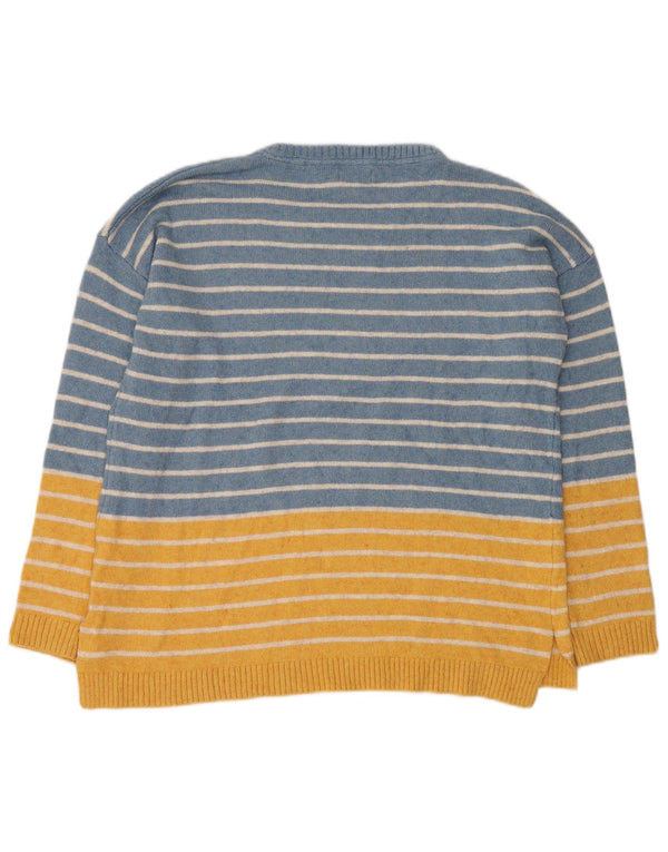 Maglione maglione girocollo da donna FAT FACE UK 12 a righe blu medio