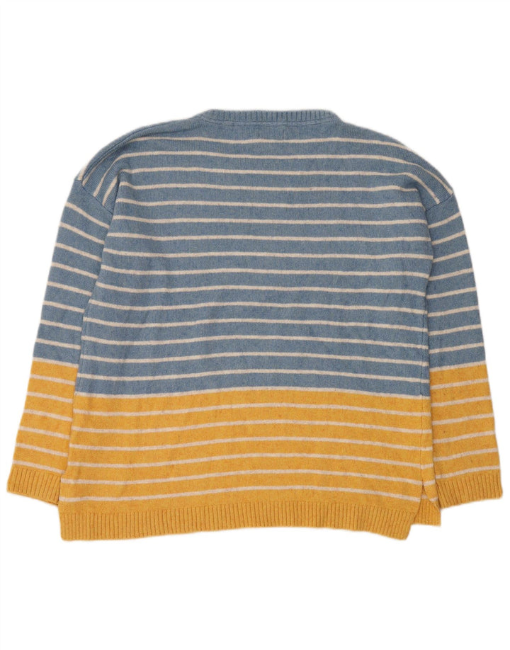 Maglione maglione girocollo da donna FAT FACE UK 12 a righe blu medio