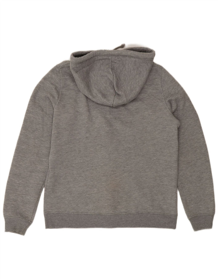 Felpa con cappuccio e zip grafica Hollister da uomo in cotone grigio medio