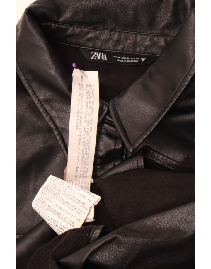 Camicia Zara da donna in ecopelle UK 14 poliestere nero medio