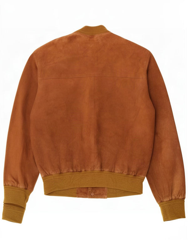 Living World Mens Bomber Suede Jacket UK 46 3XL Brown Leather