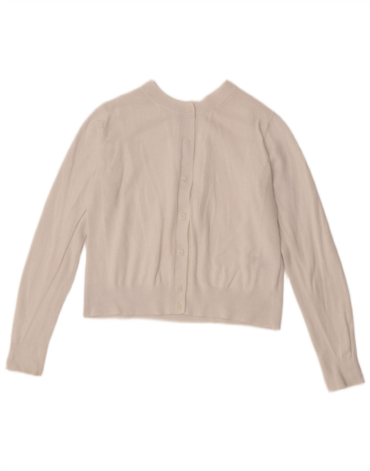 Maglione cardigan corto da donna Marks & Spencer UK 10 piccolo cotone bianco