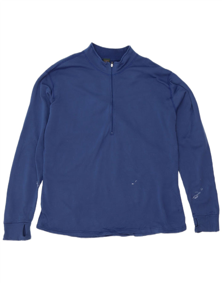 Felpa da uomo con collo con zip L.L.Bean, maglione XL, poliestere blu