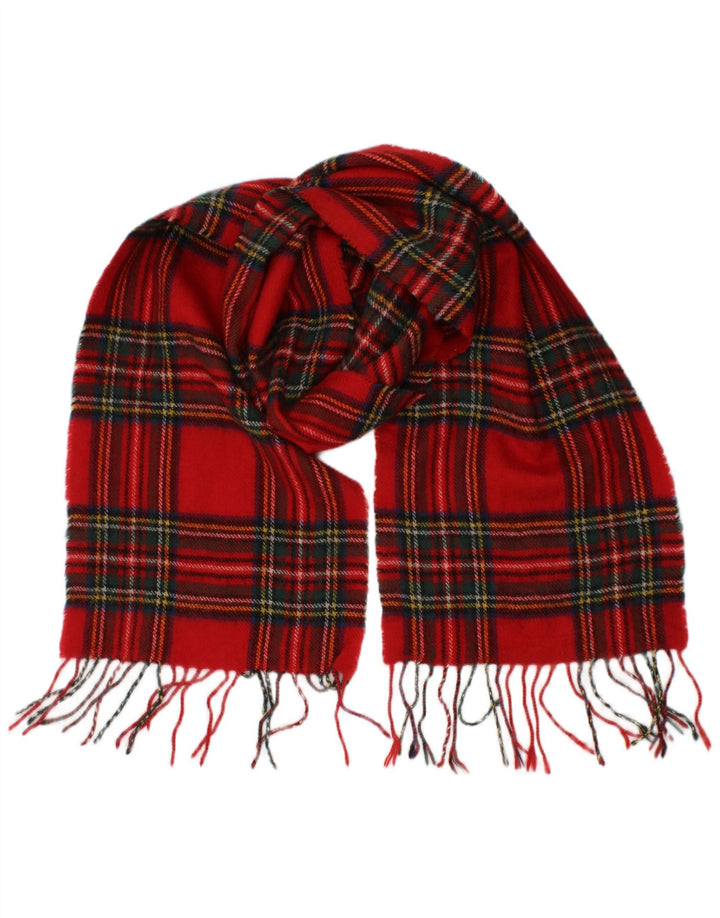 Sciarpa rettangolare da uomo vintage, taglia unica, in lana d'agnello scozzese rossa, classica