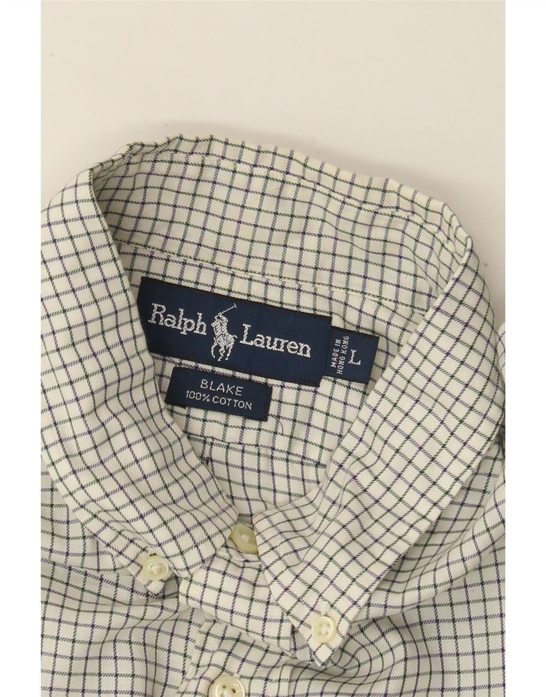 RALPH LAUREN Camicia Blake da uomo in cotone a quadri bianco sporco grande