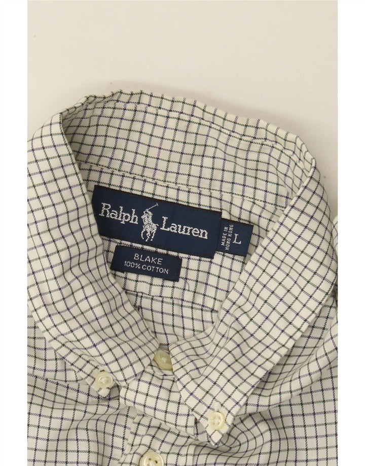 RALPH LAUREN Camicia Blake da uomo in cotone a quadri bianco sporco grande