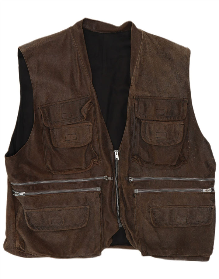 Gilet pratico da uomo vintage UK 42 XL Marrone