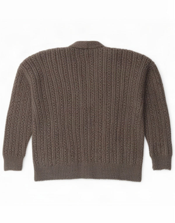 Vintage Womens V-Neck Jumper Sweater UK 20 2XL Grey