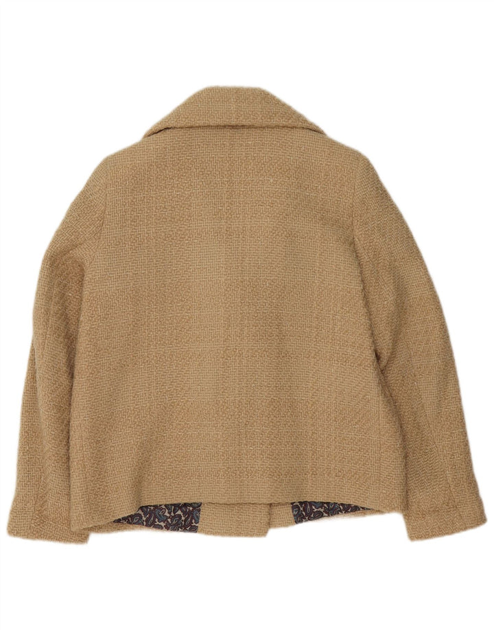 Notizie Giacca Blazer 3 Bottoni Donna UK 12 Lana Vergine Beige Medio