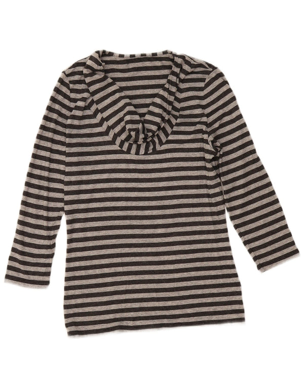 Phase Eight Womens Drop Neck Top 3/4 Sleeve UK 10 Small Grey Striped