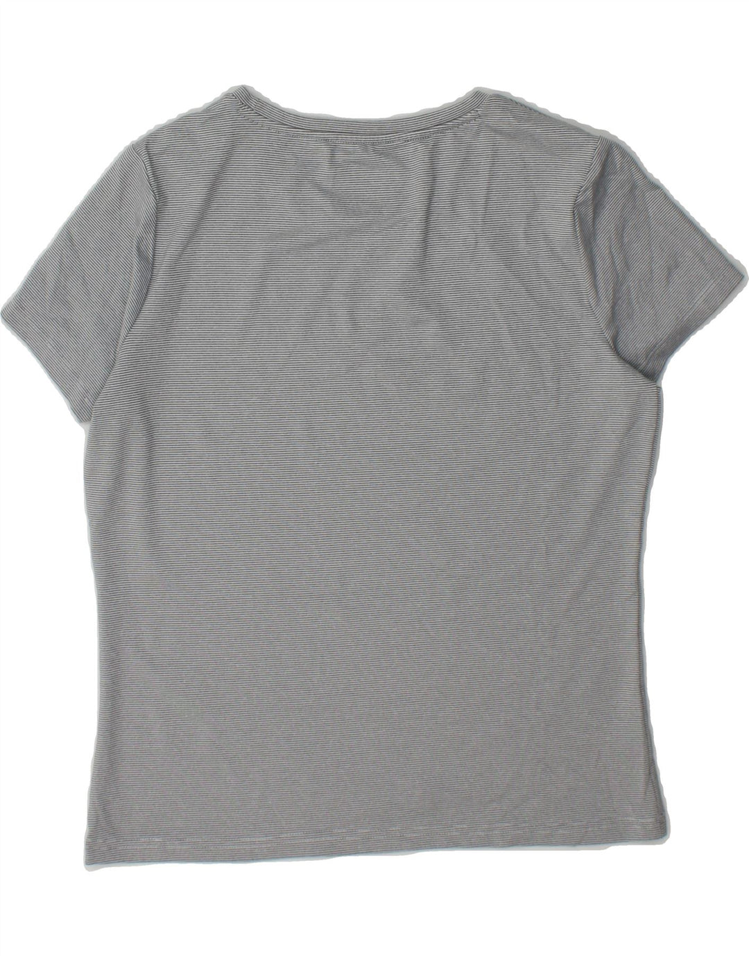 IZOD Womens T-Shirt Top UK 14 Medium Grey Striped Polyester Vintage Izod and Second-Hand Izod from Messina Hembry 