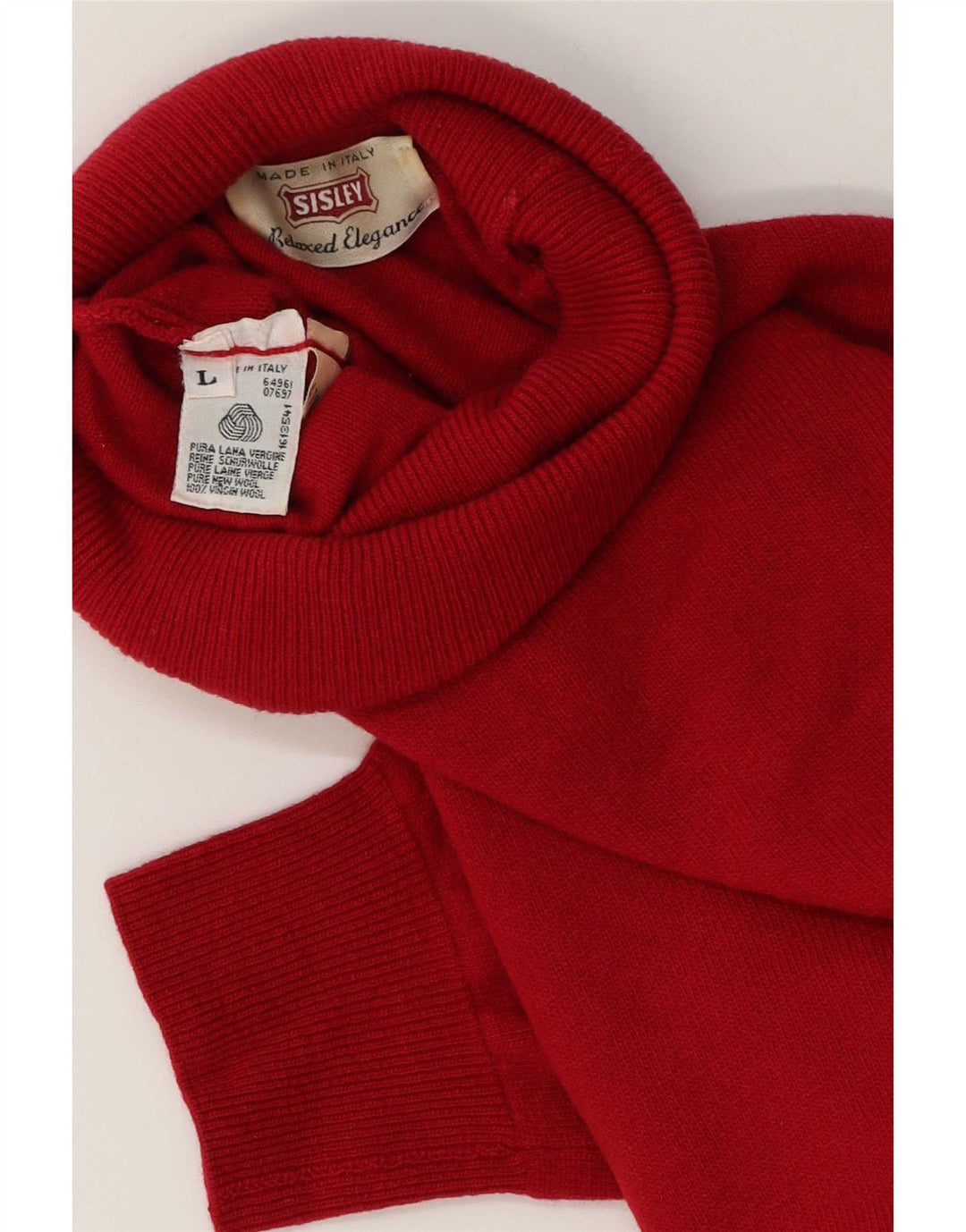 Maglione da uomo a collo alto Sisley, grande, in lana vergine rossa