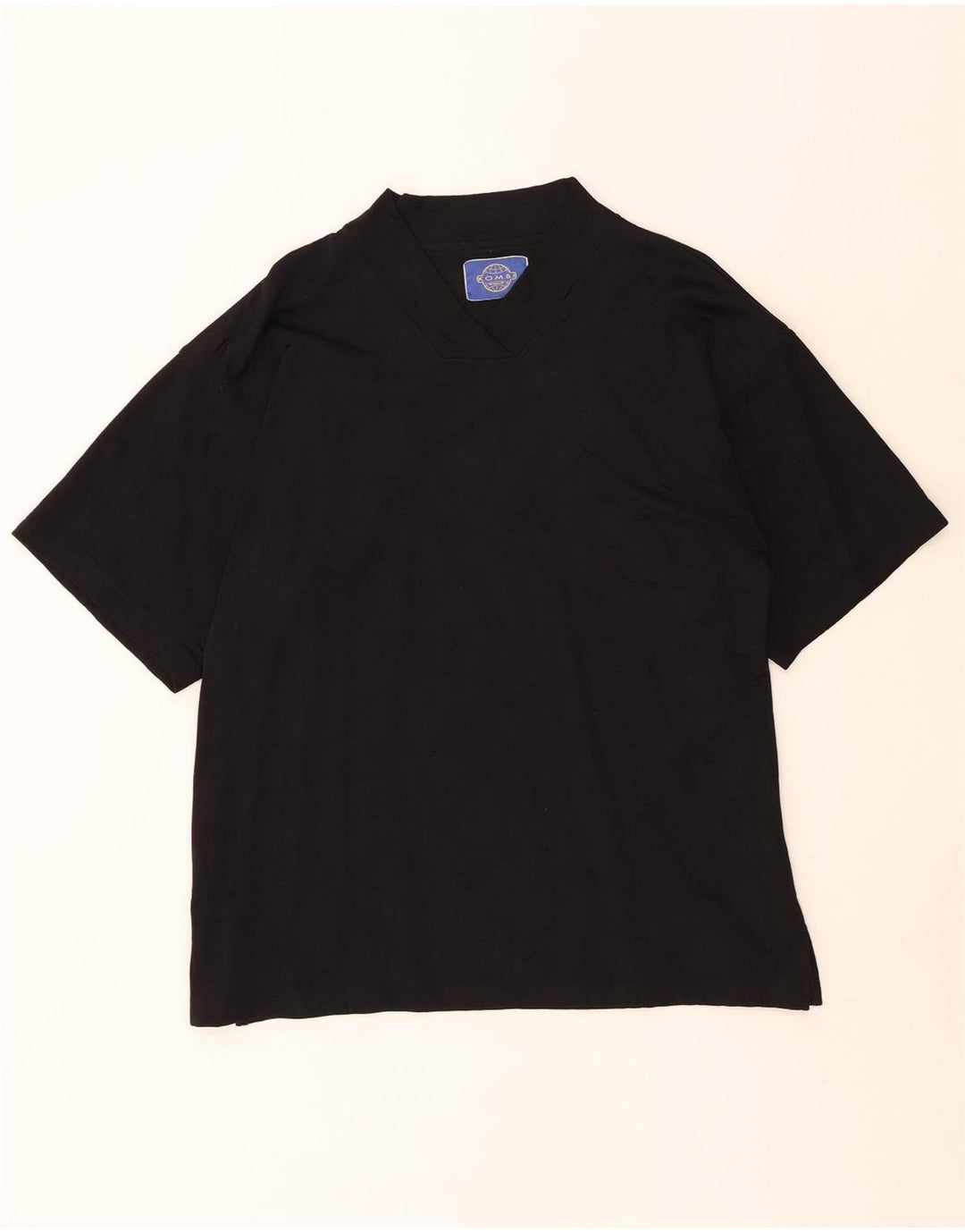 VINTAGE Mens T-Shirt Top Large  Black Polyester Vintage Vintage and Second-Hand Vintage from Messina Hembry 