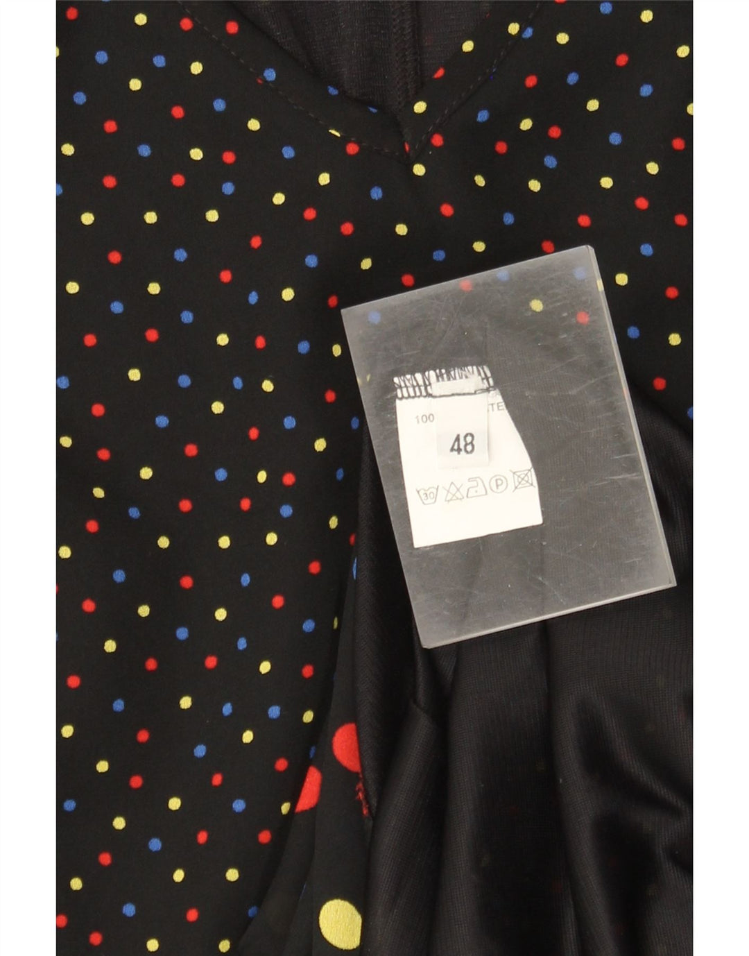 Abito a trapezio da donna vintage IT 48 XL Poliestere maculato nero