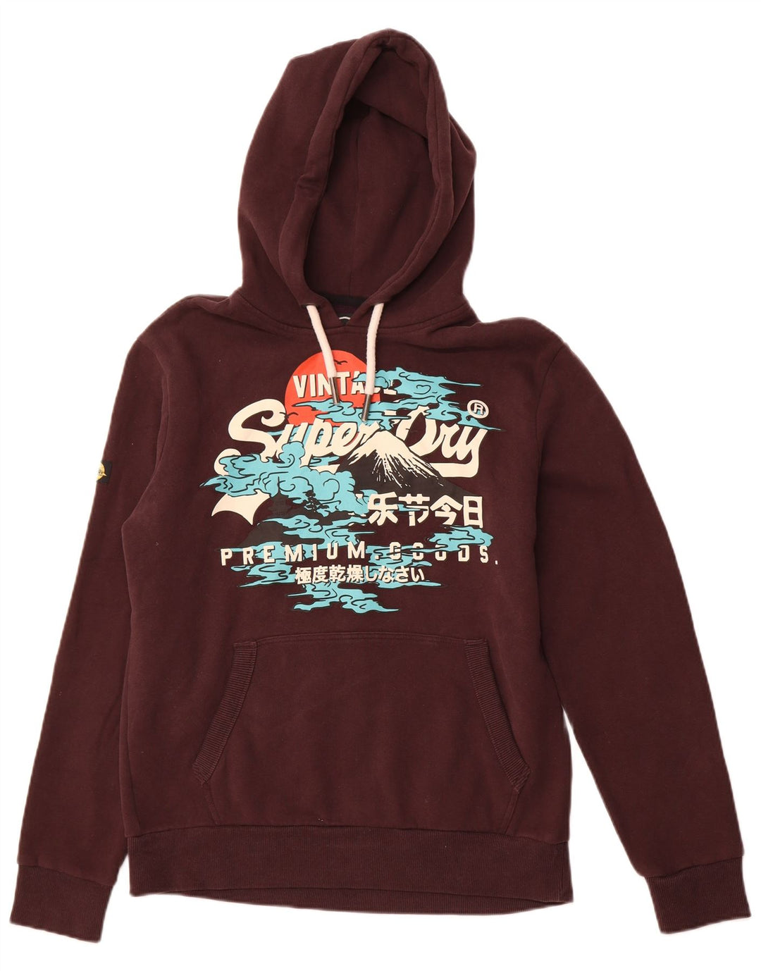 Felpa con cappuccio grafica da uomo SUPERDRY XL in cotone bordeaux