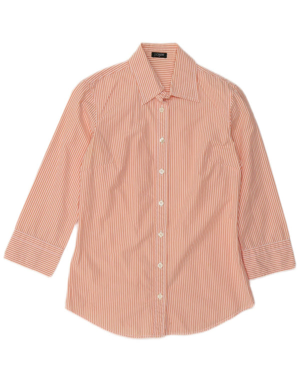 J. CREW Camicia a maniche a 3/4 da donna UK 12 Cotone gessato arancione medio