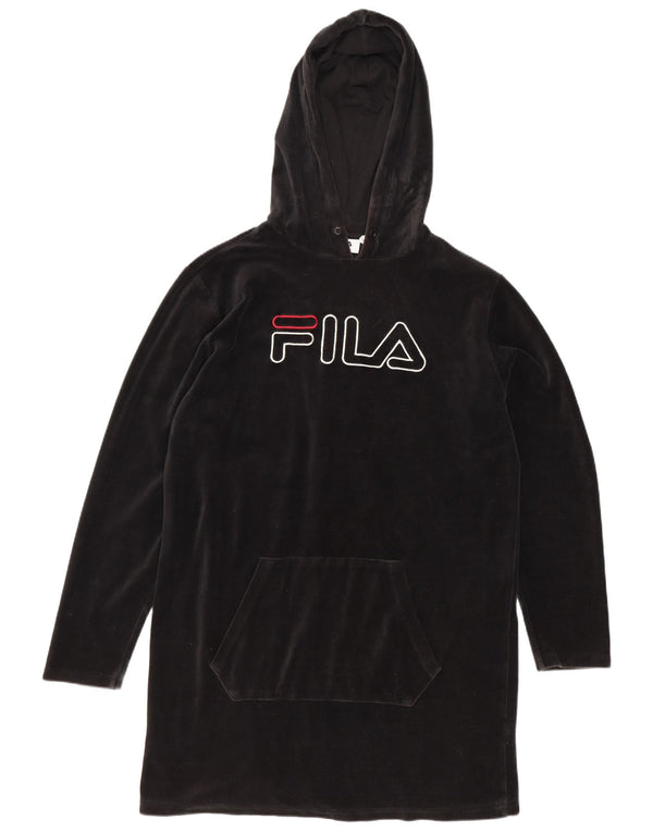 Abiti con cappuccio in velluto grafico da donna Fila UK 14 Cotone nero medio