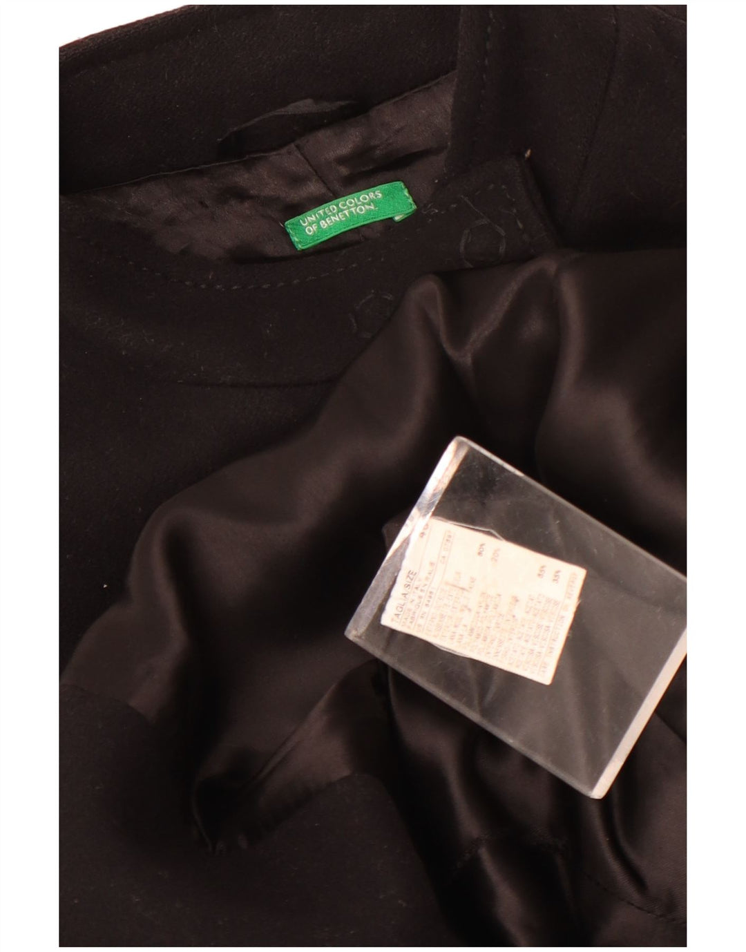 Cappotto Donna Benetton IT 46 Large Nero Lana